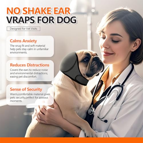 Qpets® Dog Ear Protectors Calming Ears Cover Muff with Adjustable Chin Strap Anxiety Relief Headwear Noise Reduction Protective for Eating Swimming Therapy L 2PCS Qpets® Dog Ear Protectors Calming Ears Cover Muff with Adjustable Chin Strap Anxiety Relief Headwear Noise Reduction Protective for Eating Swimming Therapy L 2PCS